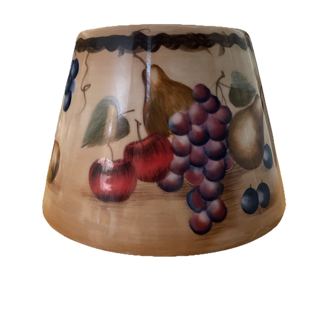 Home Interiors SONOMA VILLA Large Jar CANDLE SHADE Fruit Grapevine Apples Grapes